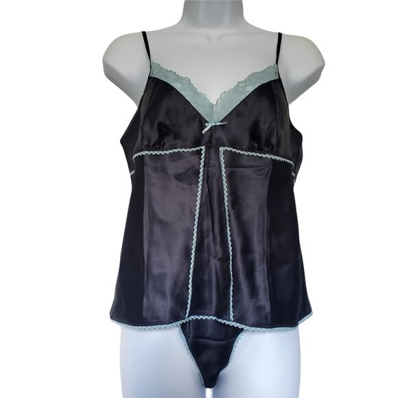 Victoria's Secret Vintage Angels Womens Lingerie Set Size S Cami Full Brief Navy - Picture 1 of 16